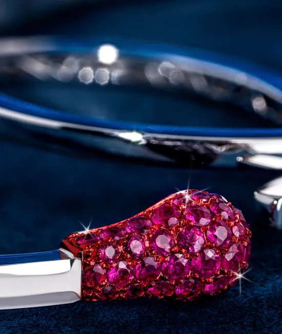 White Gold Ruby Match Cuff Bracelet