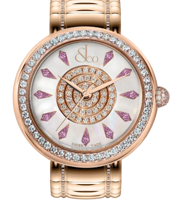 Brilliant One Row Rose Gold Couture Pink Sapphires 44mm