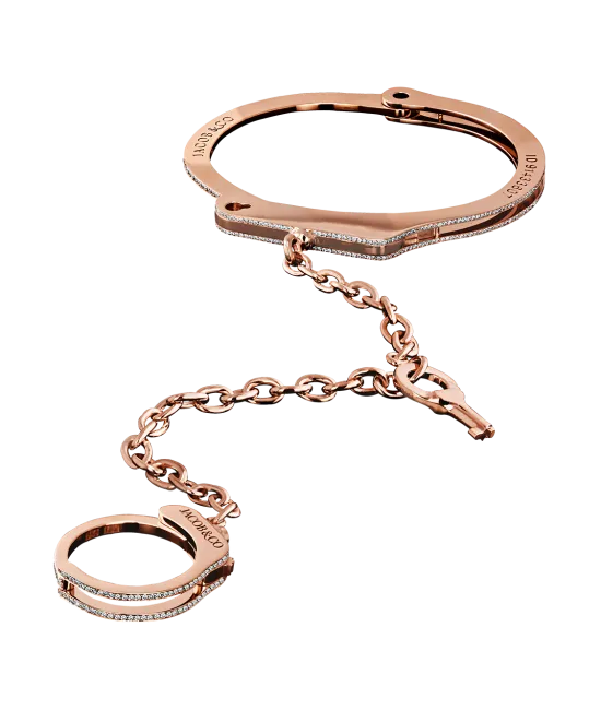Rose Gold Key Cuff Wristlet with Partial Pave
