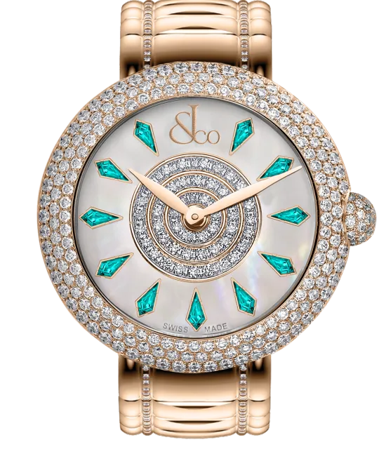 Brilliant Half Pave Rose Gold Couture Icy Blue Sapphires 44mm