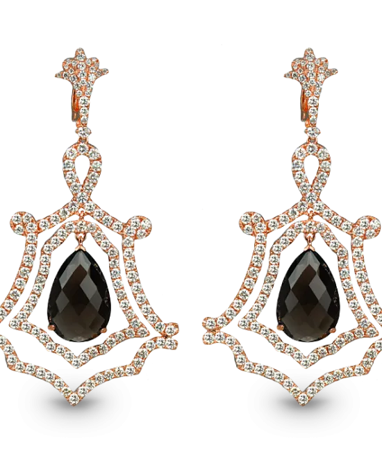 Smokey Topaz & Diamond Earrings