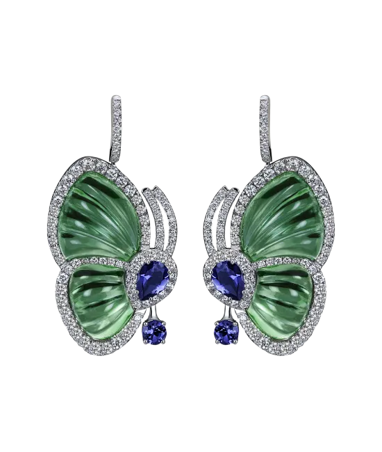 Green Topaz Papillon Earrings