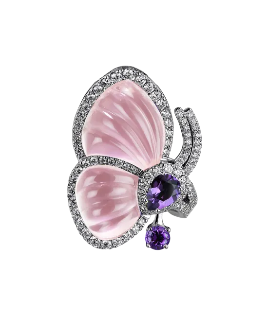Pink Quartz Papillon Ring