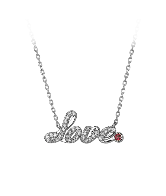 Smaller White Gold Pave Love Necklace