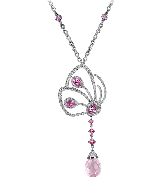 Papillon Necklace with Pink Tourmaline