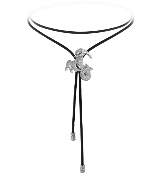 Zodiac Capricorn String Necklace White Gold Diamond