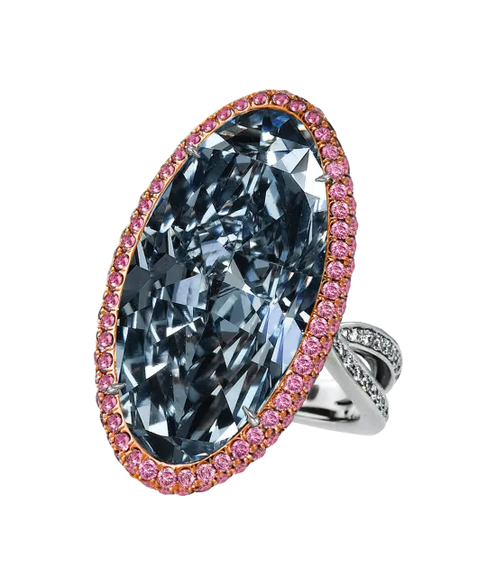Fancy Grayish Blue Oval Diamond Ring