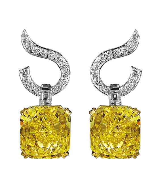 Fancy Intense Yellow Diamond Drop Earring