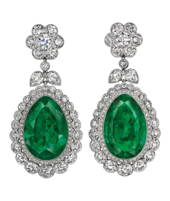 Old Mine Natural Colombian Emerald Drop Earrings