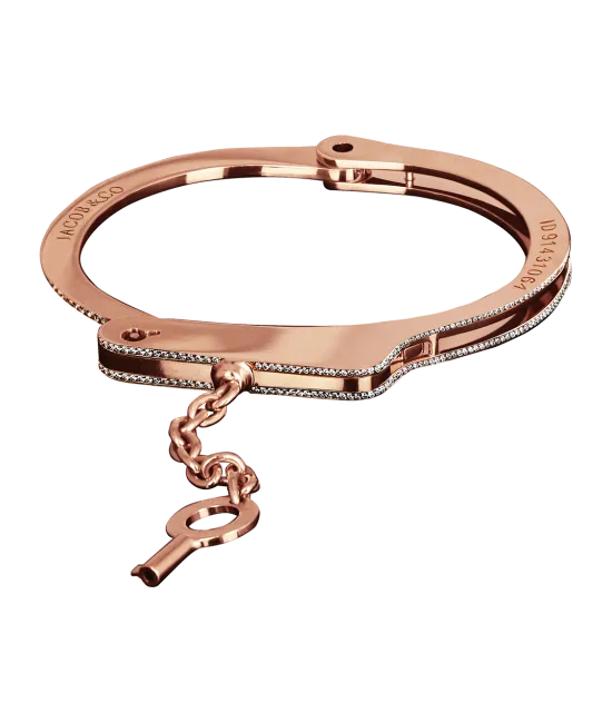 Rose Gold Key Cuff Bracelet with Partial Pave