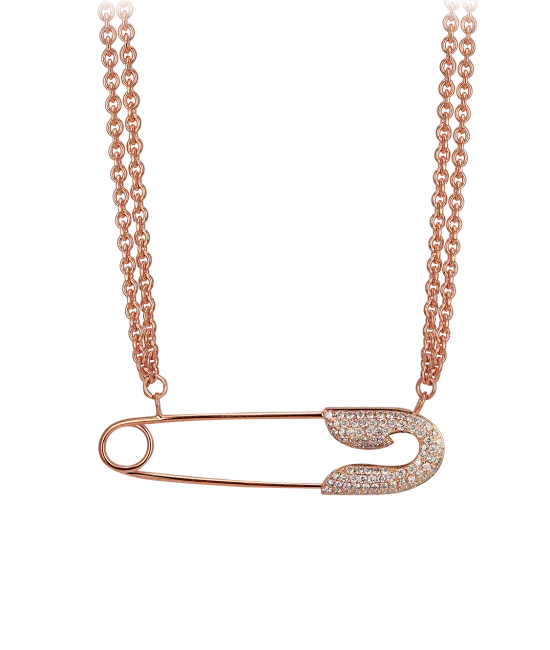 Large Rose Gold Safety Pin Necklace