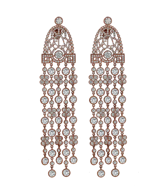 Jezebel Rose Gold White Diamond Earrings Long