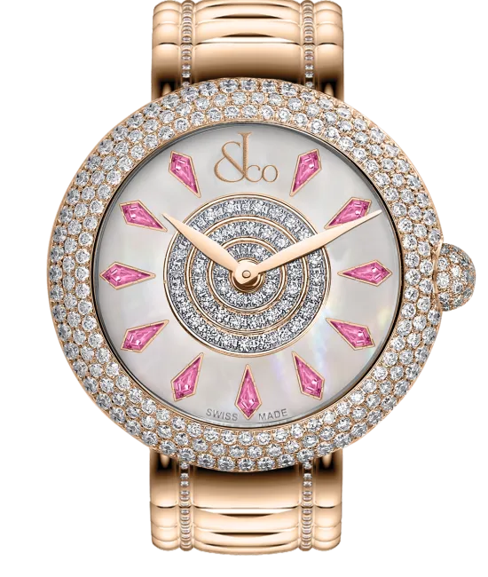 Brilliant Half Pave Rose Gold Couture Pink Sapphires 44mm