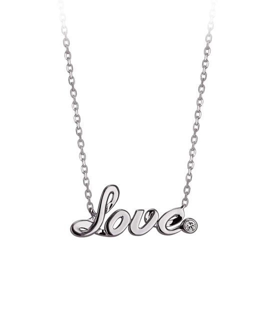 Smaller White Gold Plain Love Necklace