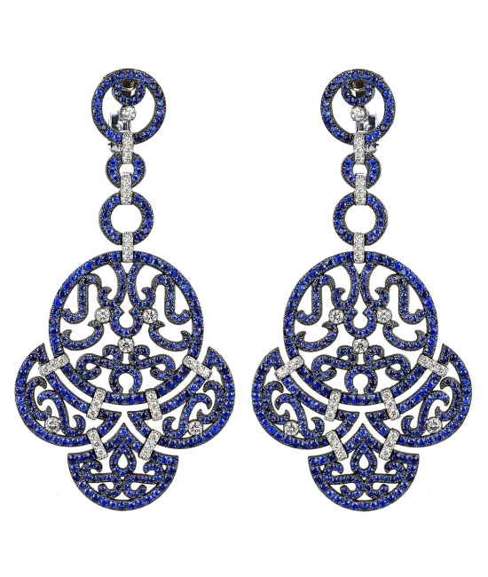 Lace White Gold Sapphire Lace Earrings