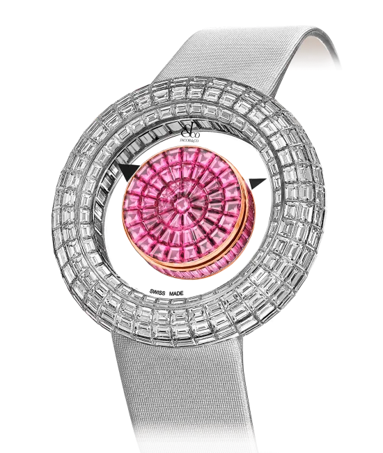 Brilliant Mystery Pink Sapphires 44mm Diamonds White Gold Jacob Co