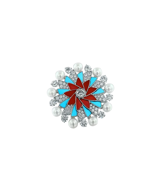 Infinia Pearl, Turquoise and Corals Ring