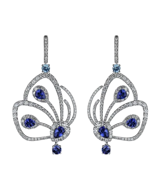 Short Blue Sapphire Papillon Earrings