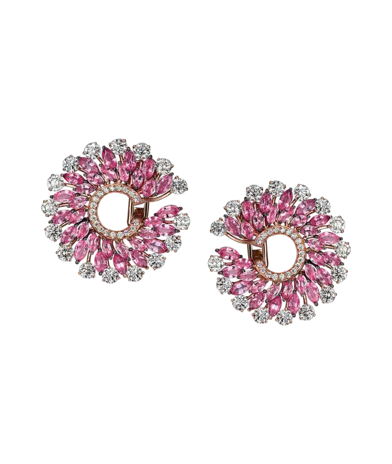 Rose Gold Pink Sapphire Infinia Earrings