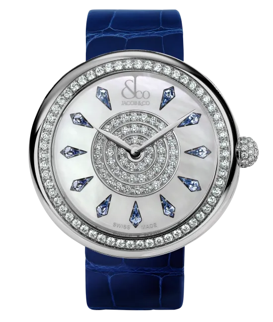 Brilliant One Row Blue Sapphires 38mm Mother Of Pearl Jacob Co