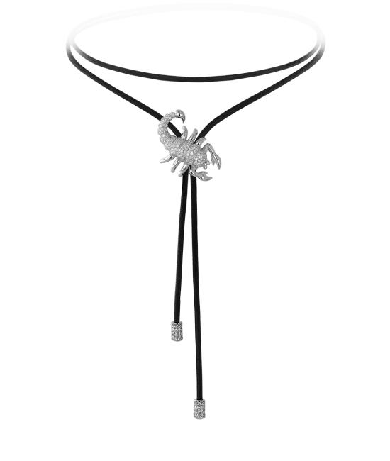 Zodiac Scorpio String Necklace White Gold Diamond