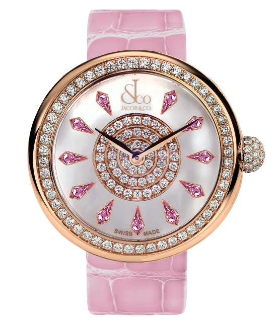Brilliant One Row Rose Gold Pink Sapphires 38mm