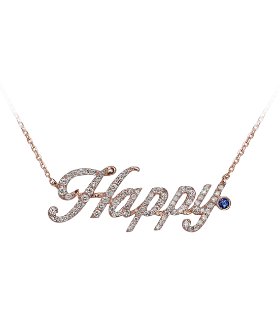 Rose Gold Pave Happy Necklace