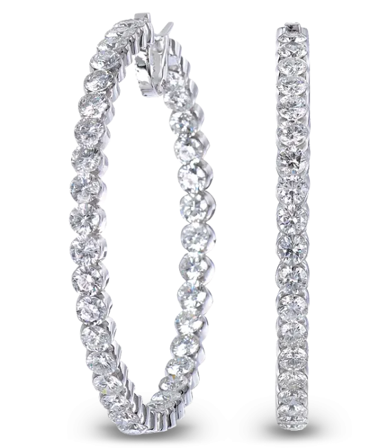Round Diamond Hoop Earrings
