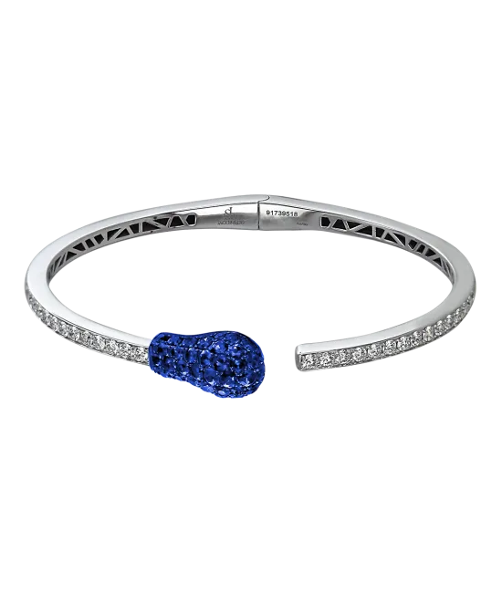 WHITE GOLD SAPPHIRE MATCH CUFF BRACELET