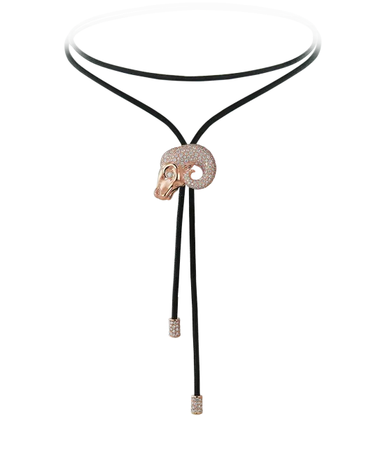Zodiac Aries String Necklace Rose Gold Diamond
