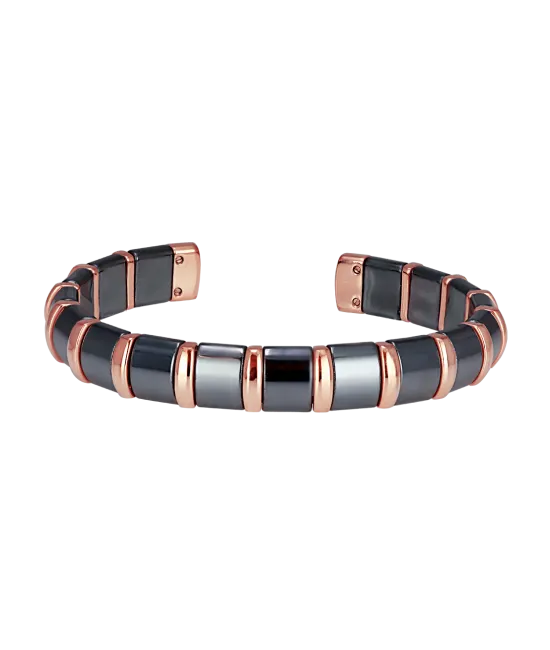 Hematite Cuff Bangle 18 Rose Bars