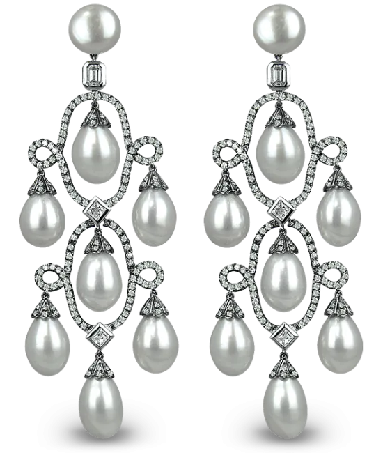 Pearl Chandelier Earrings White Gold