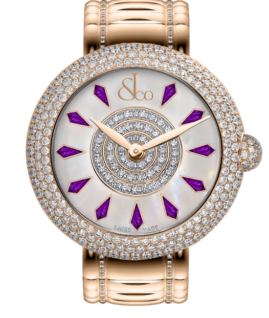 Brilliant Half Pave Rose Gold Couture Amethyst Sapphires 44mm