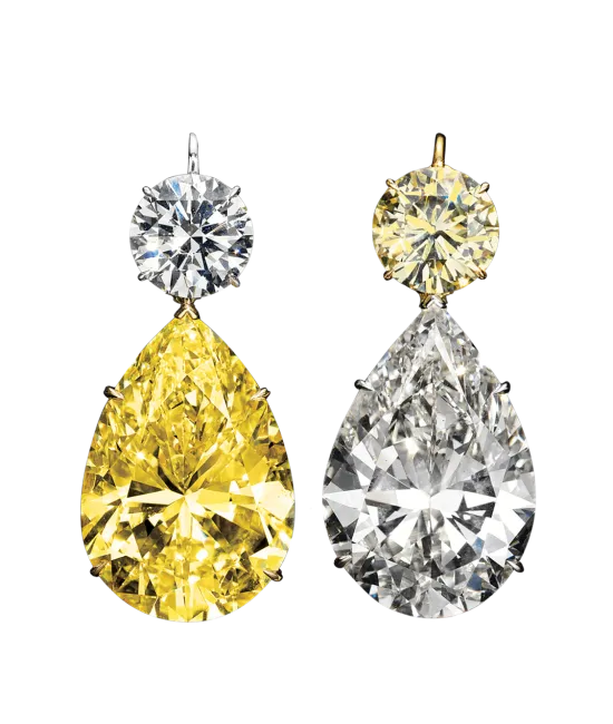 Magnificent Yellow and White Diamond Drop Earrings
