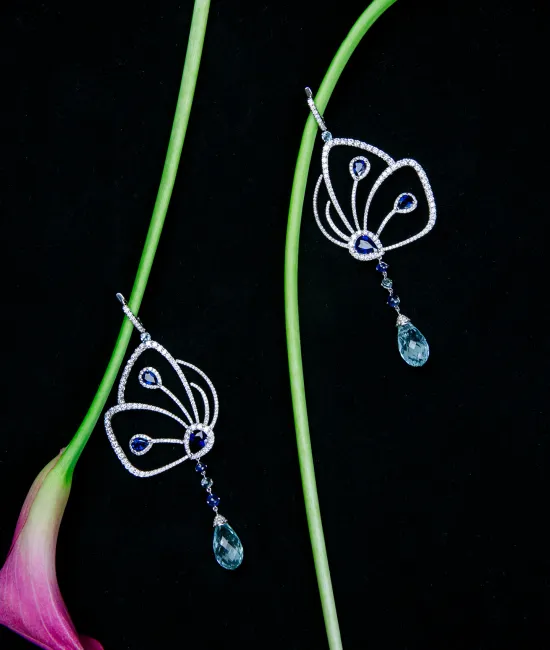 Blue Sapphire Papillon Earrings