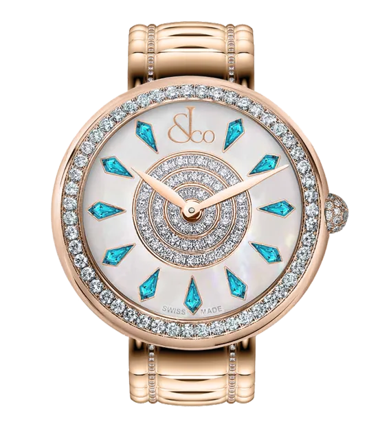 Brilliant One Row Rose Gold Couture Icy Sapphires 38mm
