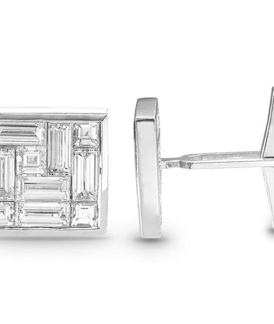Square Emerald Cut Diamond Cufflinks