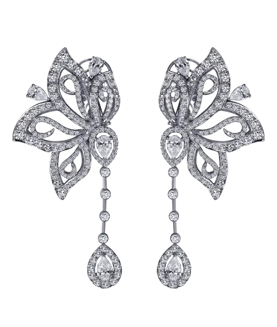 White Diamond Papillon Earrings
