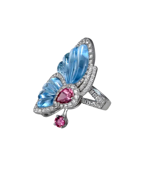 Blue Topaz Papillon Ring