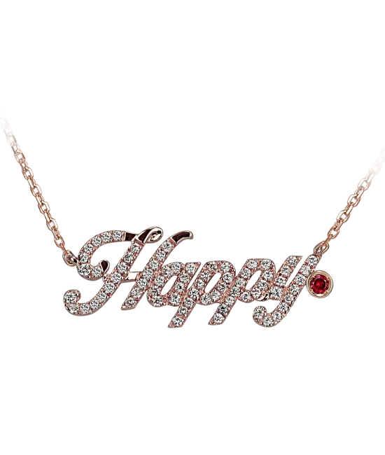 ROSE GOLD PAVE HAPPY NECKLACE
