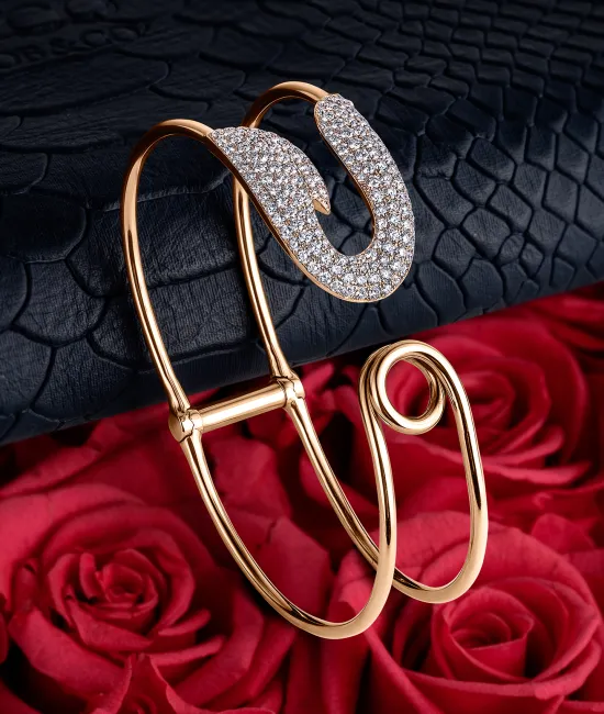 Rose Gold Safety Pin Bangle Bracelet
