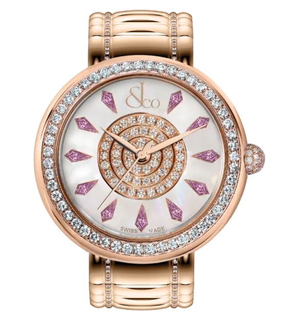 Brilliant One Row Rose Gold Couture Pink Sapphires 38mm