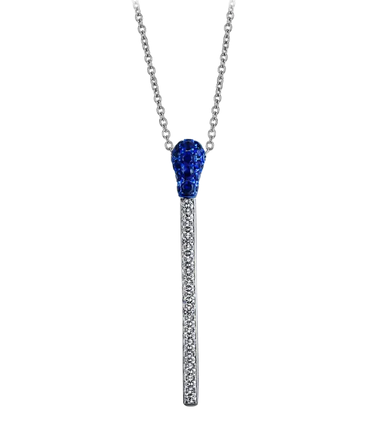 White Gold Sapphire and Diamond Match Necklace Short