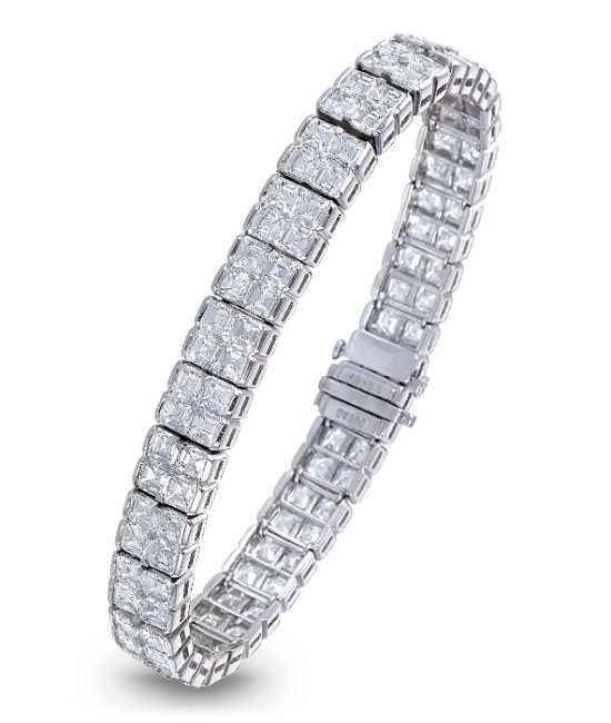 Square Emerald-Cut Diamond Tennis Bracelet