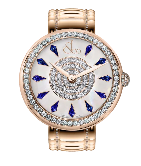 Brilliant One Row Rose Gold Couture Blue Sapphires 38mm