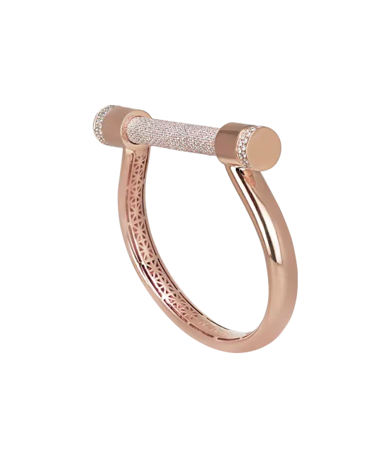 Rose Gold Estribo Half Pave Bangle