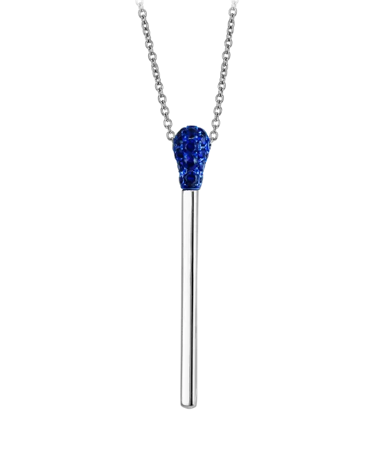 White Gold Sapphire Match Necklace Short
