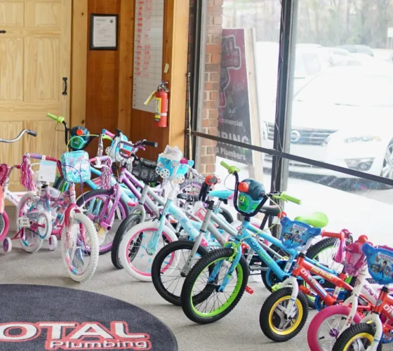 A Group Of Bikes In A Store