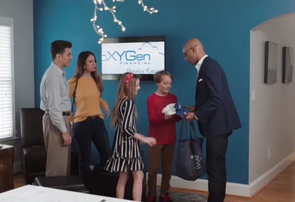 a group of people standing in a room
