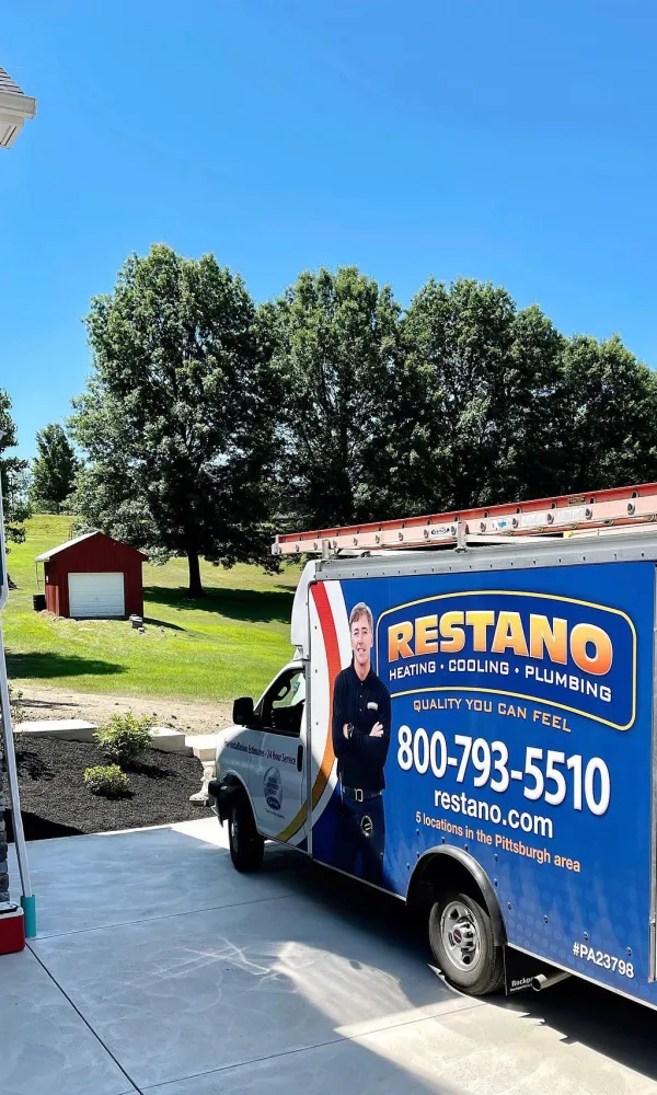 a food truck parked outside a house
